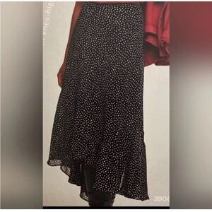 Cabi Sinatra Skirt Polka Dot‎ Midi High Low Hem Flowy Black White Size 8